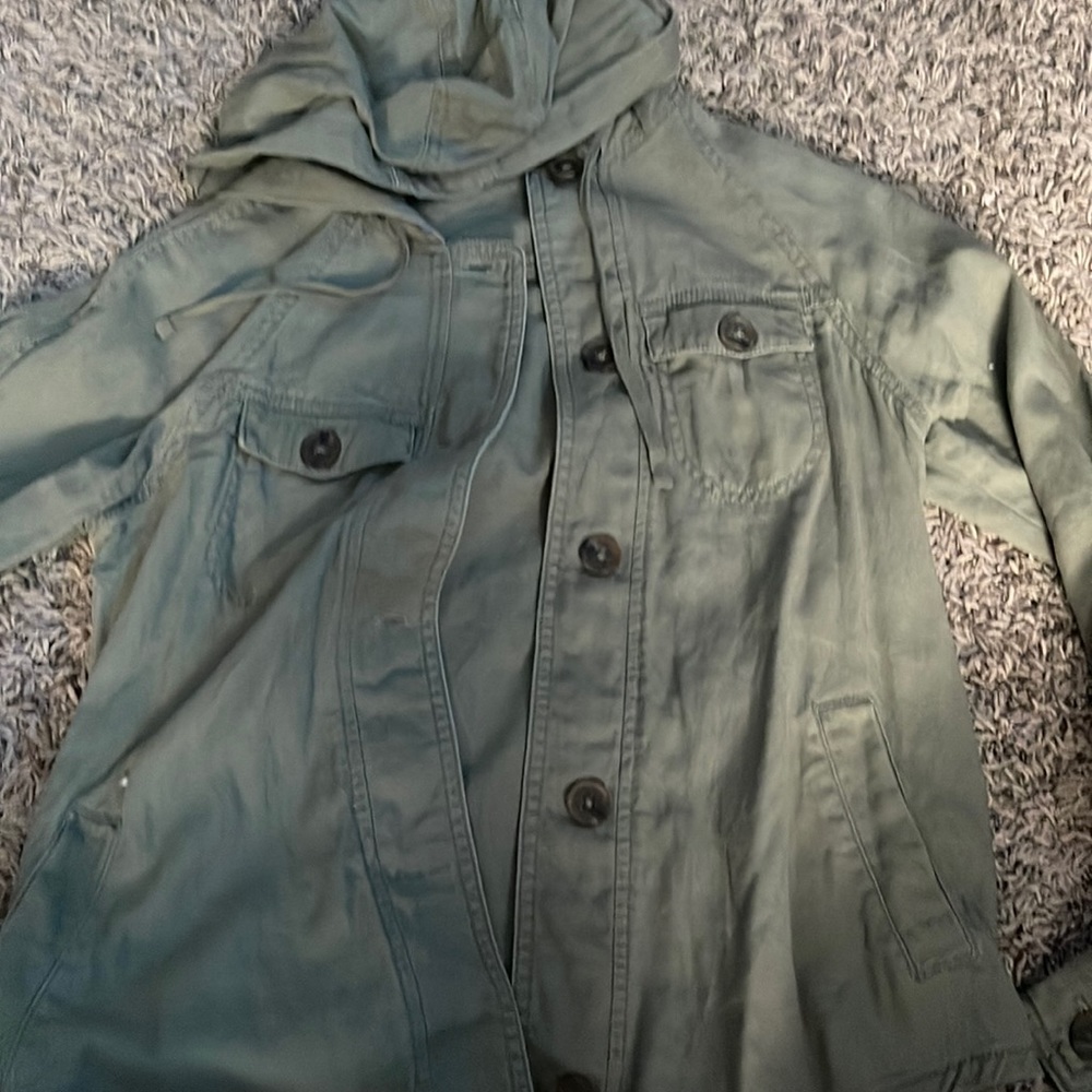 Army green color, button up jacket